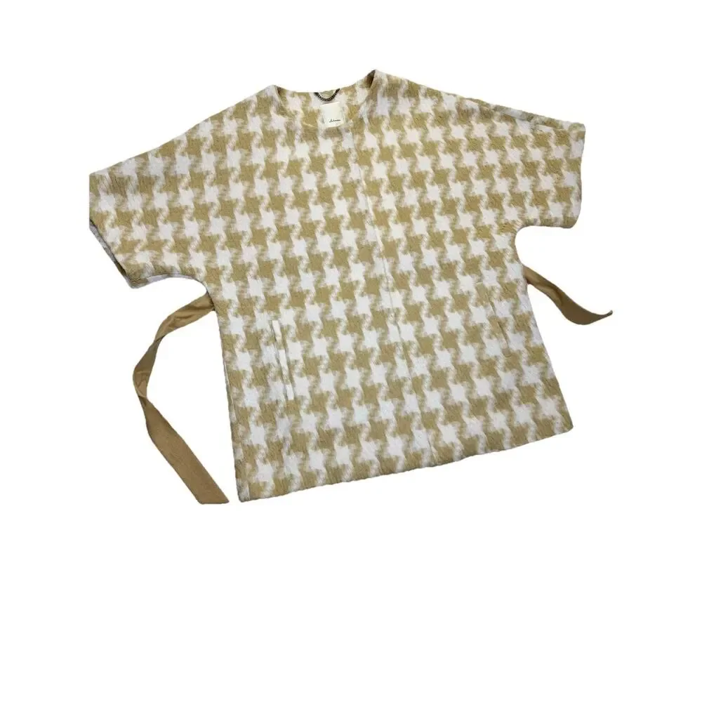 Elevenses Anthropologie Belted Jacket Women’s Sz M/L Kimono Coat Houndstooth - Picture 4 of 15